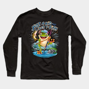 The Frog Angler: A Playful Twist on Fishing Long Sleeve T-Shirt